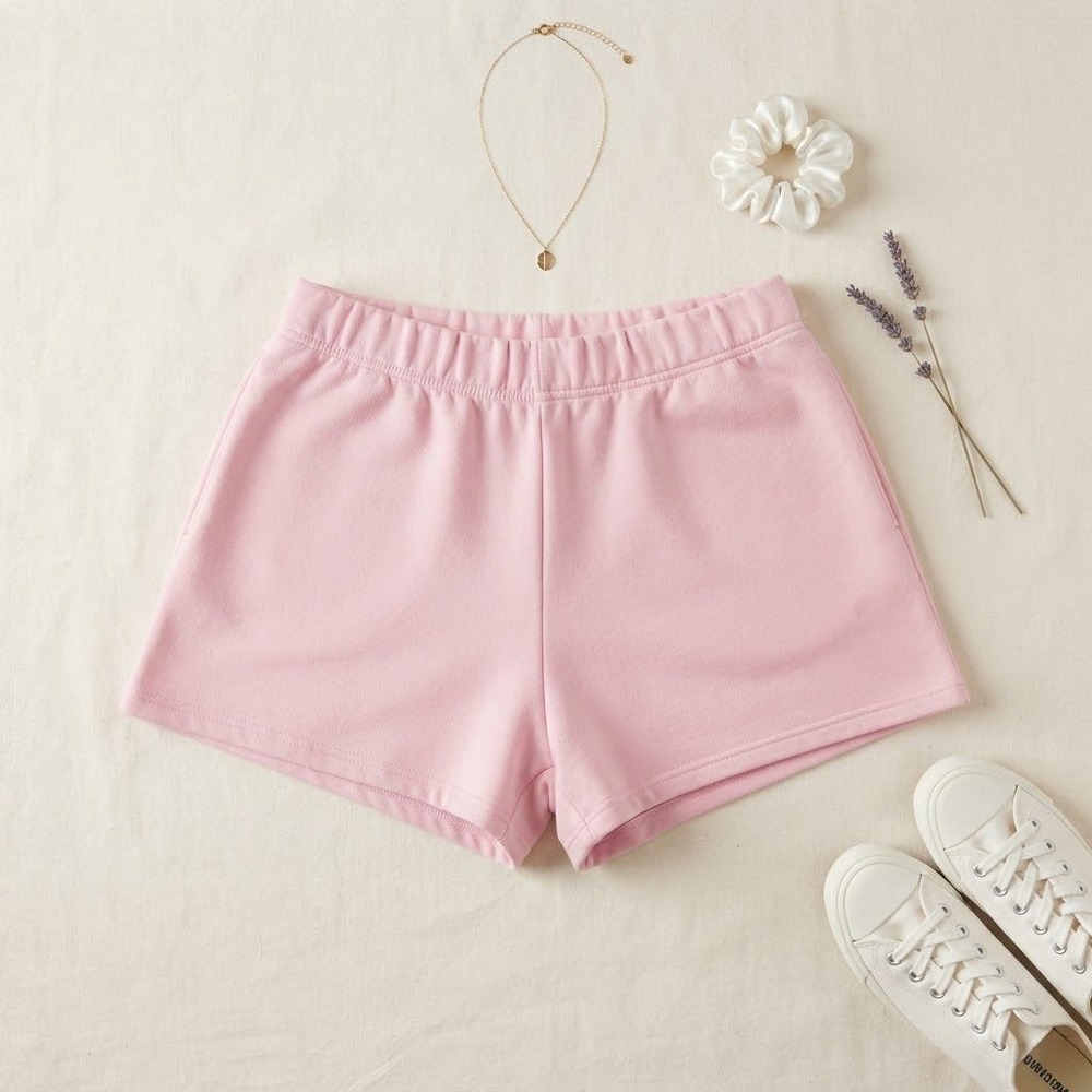 SKIMS Cotton Fleece Shorts Womens XL Pink Loungewear Cozy Casual Athleisure